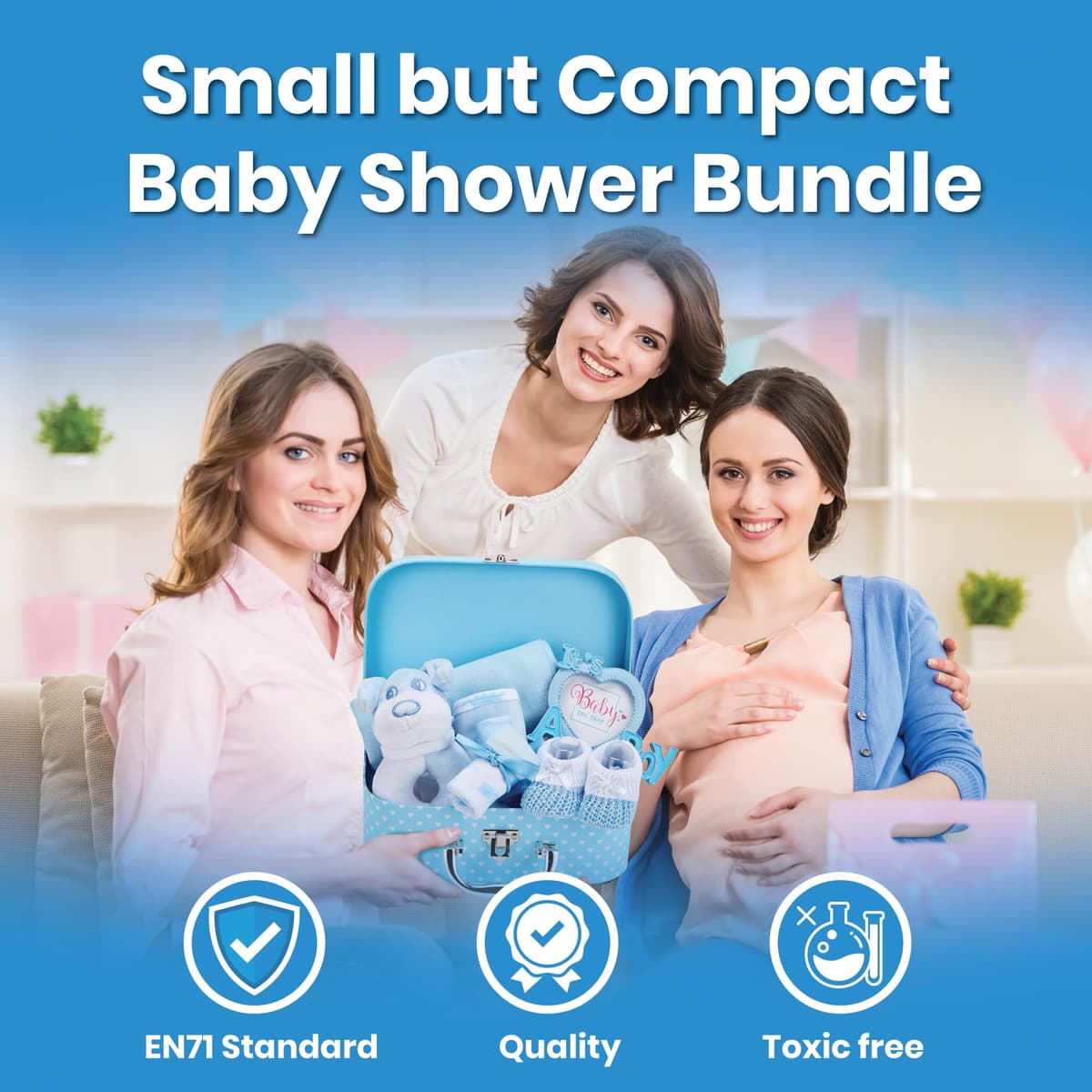 Baby Box Shop Newborn Baby Boy Gift Set Premium Gift-Ready Hamper with Rattle, Photo Frame, Muslin Cloth & Newborn Essentials in a Blue Keepsake Box - Ideal as Baby Shower Gifts for New Born Boys — view 3