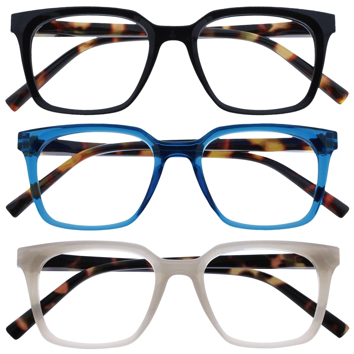 OPULIZE KOI Reading Glasses - Elegant Wide Rectangular Frame - Optimum Vision - Men Women - Spring Hinges, 1 Pack - Aqua — view 16