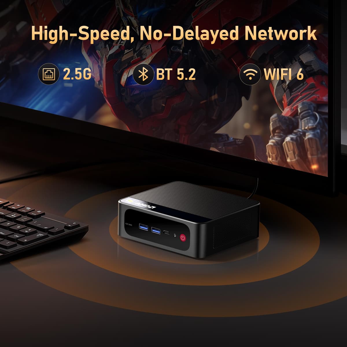 Beelink Mini PC, AMD Ryzen 5500U (6C/12T, Up to 4.0GHz), 16GB DDR4 500GB M.2 NVME SSD, Mini Computer Support 2.5G LAN/Triple Display/USB3.2/WiFi6/BT5.2 Home/Office Micro Desktop Computer — view 4