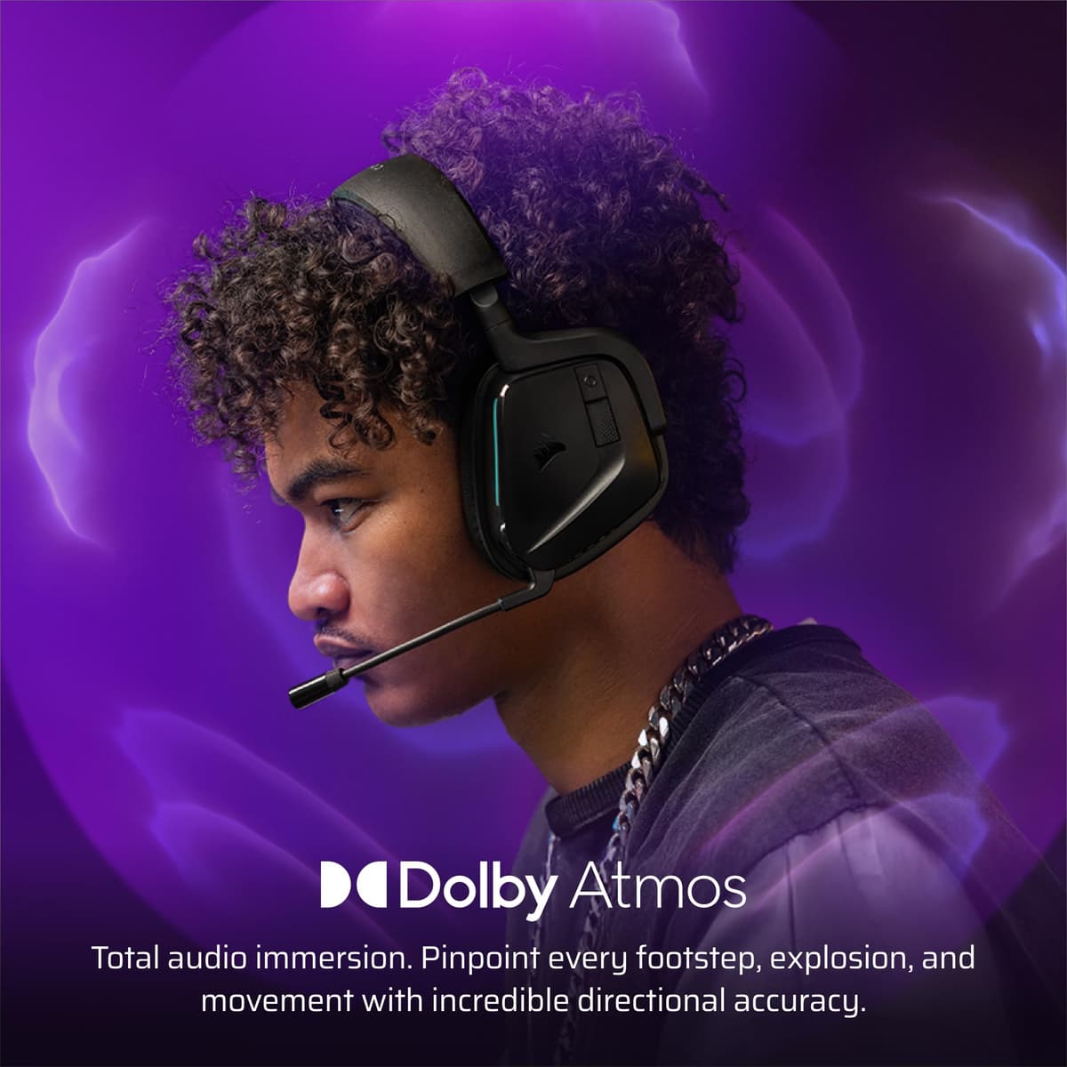 Corsair VOID v2 Wireless Gaming Headset with Bluetooth for PC, PS5, PS4, Switch, Mobile – Dolby Atmos, 70 Hr Battery, Dual Wireless, Lightweight, Fast Charging – Carbon — view 3