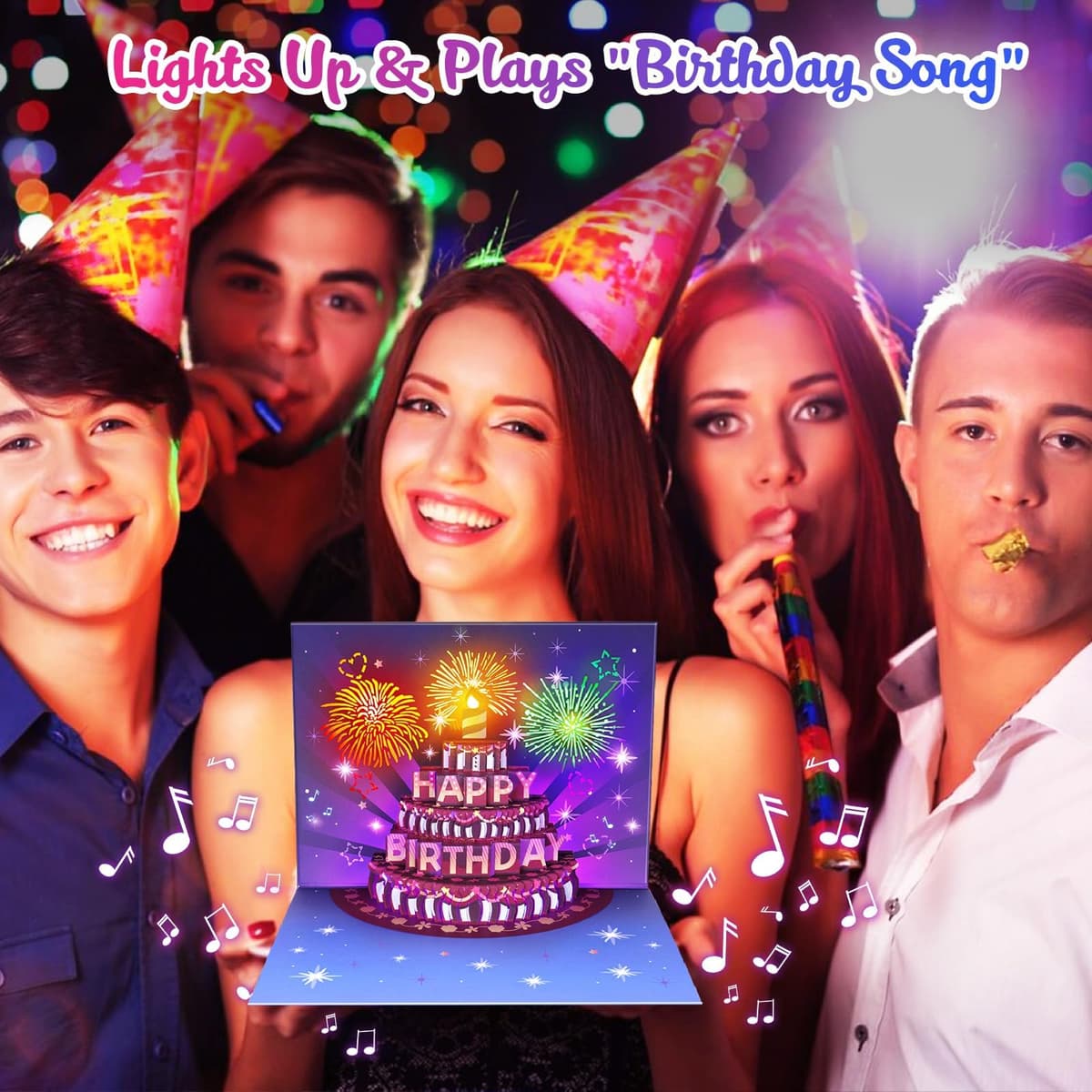Birthday Cards, LIGHTS & SOUND Pop up Happy Birthday Card Birthday Gifts for Women Men Husband Wife Kids Greeting Cards With Envelopes — view 2