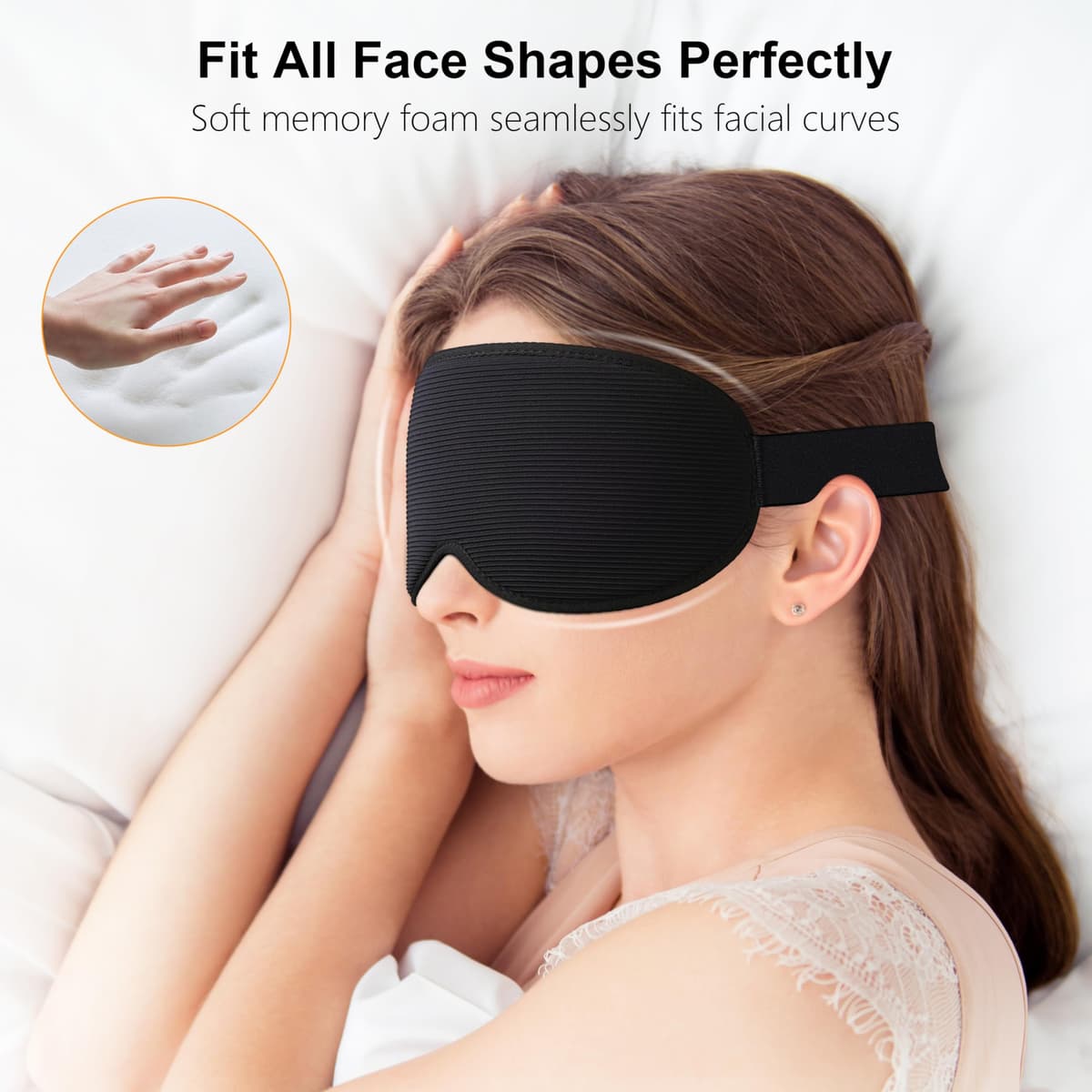 Gritin 100% Blackout Sleep Mask for Women & Men-Zero Eye Pressure Eye Mask for Sleeping, 3D Cutout Eye Movement, Ultra Soft & Comfortable Blindfold for Sleep/Travel Essentials-EarPlugs Included — view 5
