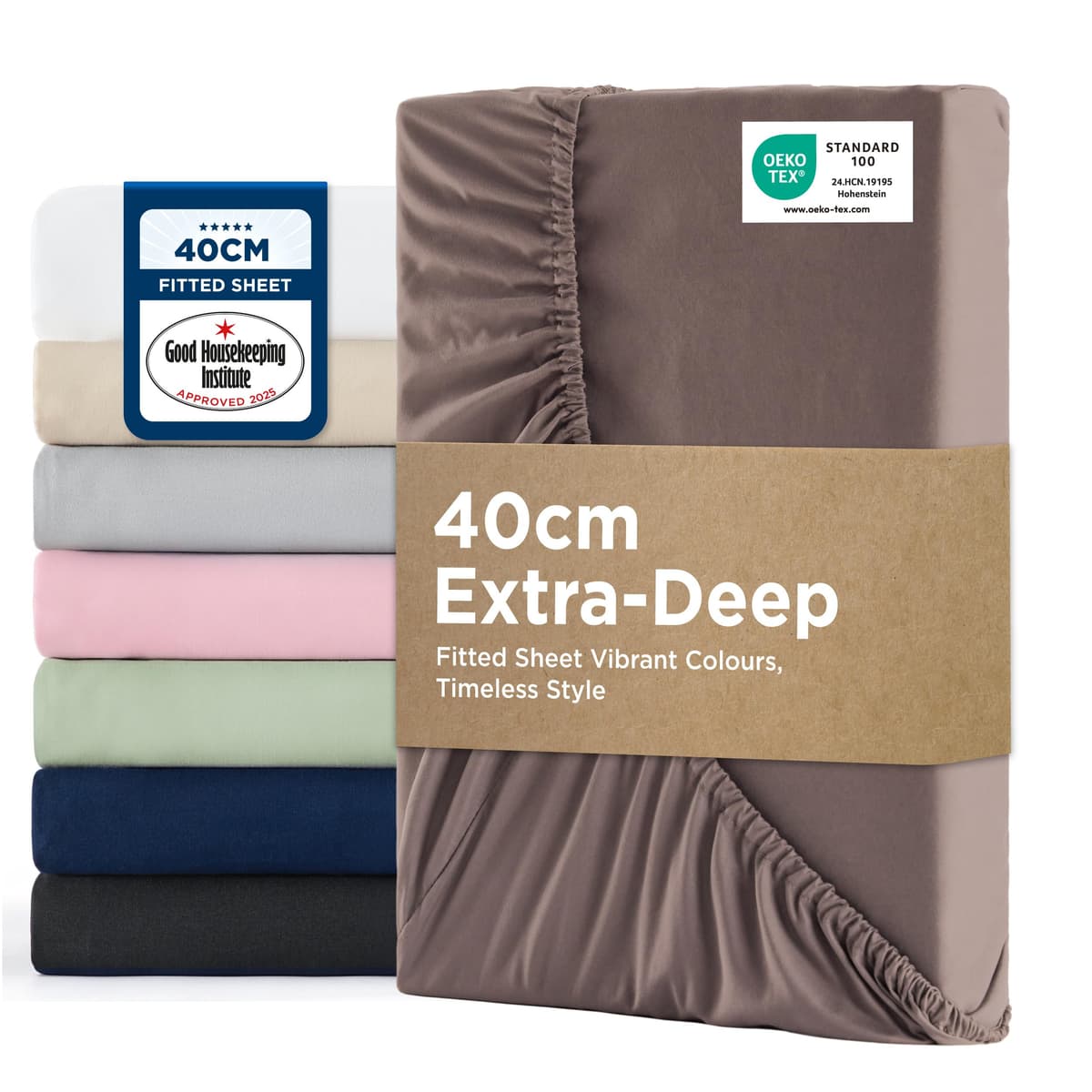 Bedsure Small Double Fitted Sheet - Bed Sheets Extra Deep Pocket 16 Inches (40 cm), Soft Brushed Polyester Microfiber Material for 3/4 Bed, Beige, 122x190cm — view 18