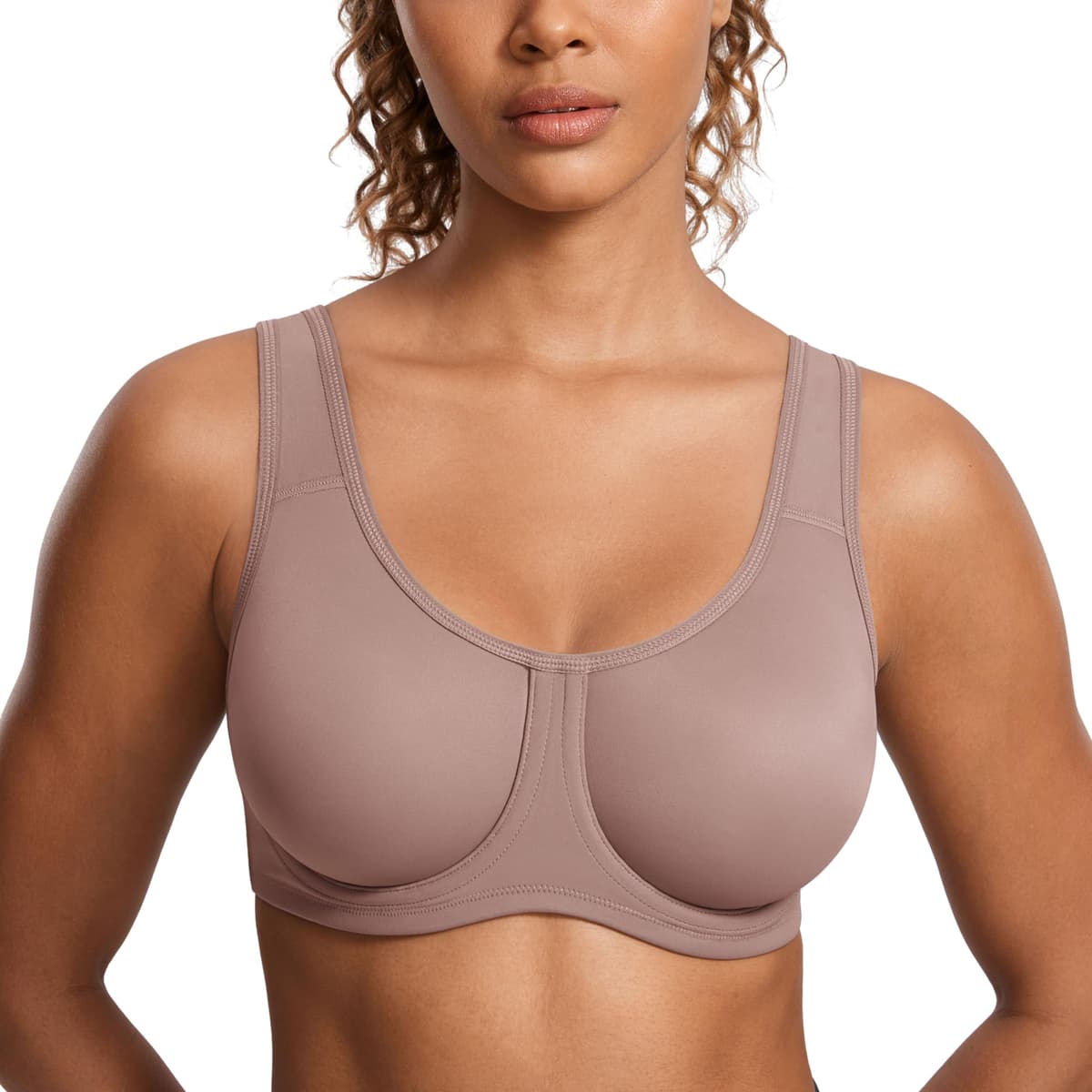 SYROKAN Women's Max Control Solid High Impact Plus Size Underwire Sports Bra for Large Breasts — view 17
