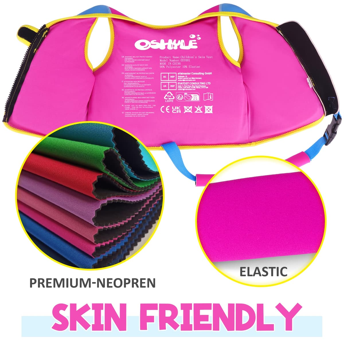 OSHYLE Chaleco de Natación de Neopreno de la Marca Premium para Niños - Flotador para el Aprendizaje de la Natación Ideal para Niños — view 5