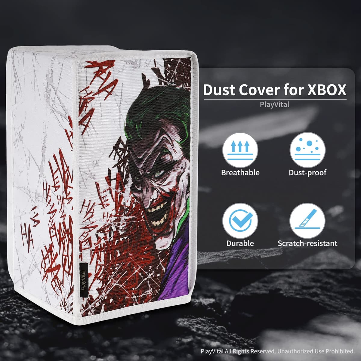 PlayVital Funda Vertical Antipolvo para Xbox Series X - Cubierta Protectora Resistente al Agua con Forro Suave y Acceso Fácil a Puertos, Accesorio Compatible con Xbox Series X Consola (Clown Hahaha) — view 2