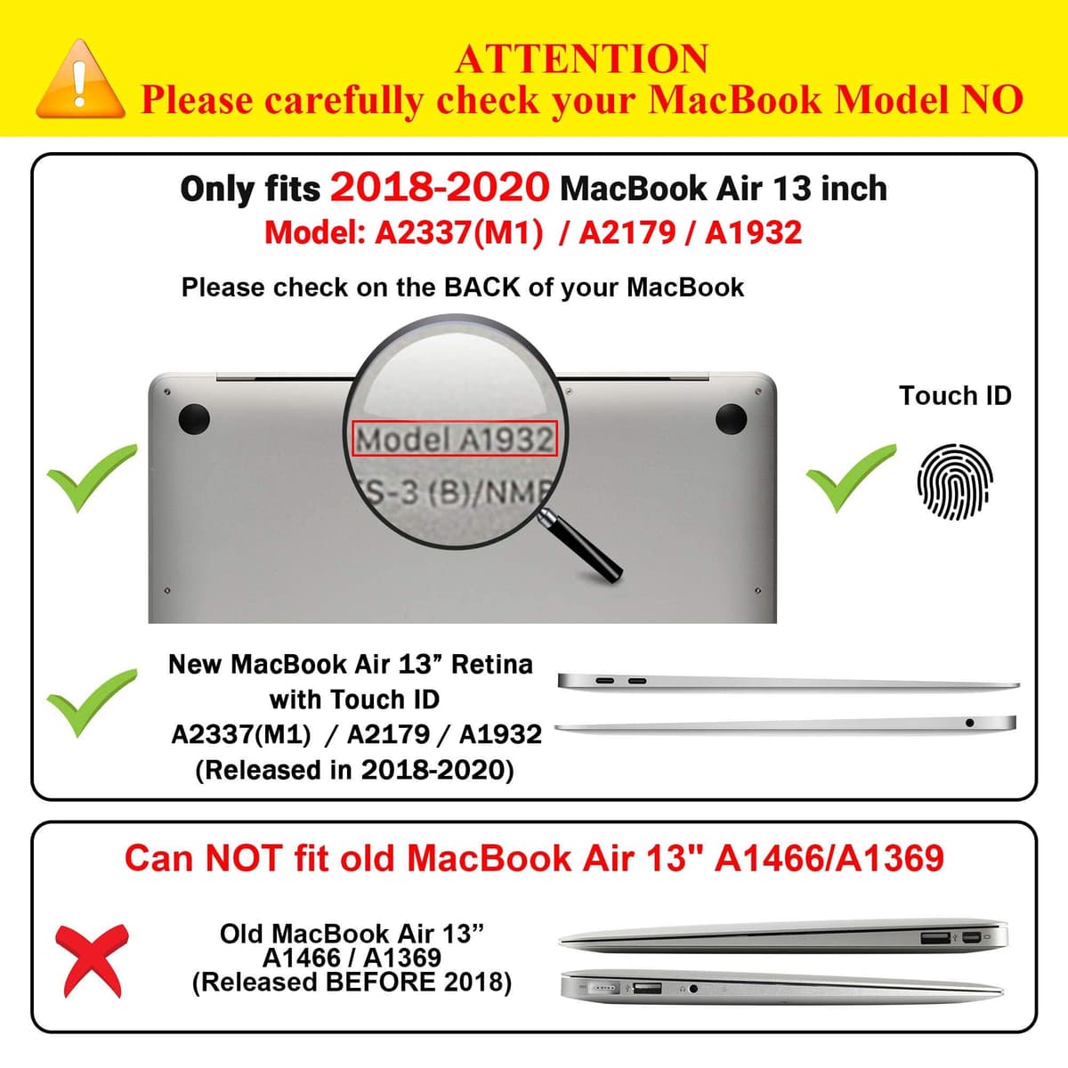 TECOOL Case compatible with MacBook Air M1 & MacBook Air 13 inch Retina 2020 2019 2018 (A2337 A2179 A1932), Plastic Snap On Hard Shell Cover & UK EU Keyboard Protector, Crystal Clear (Glossy) — view 2