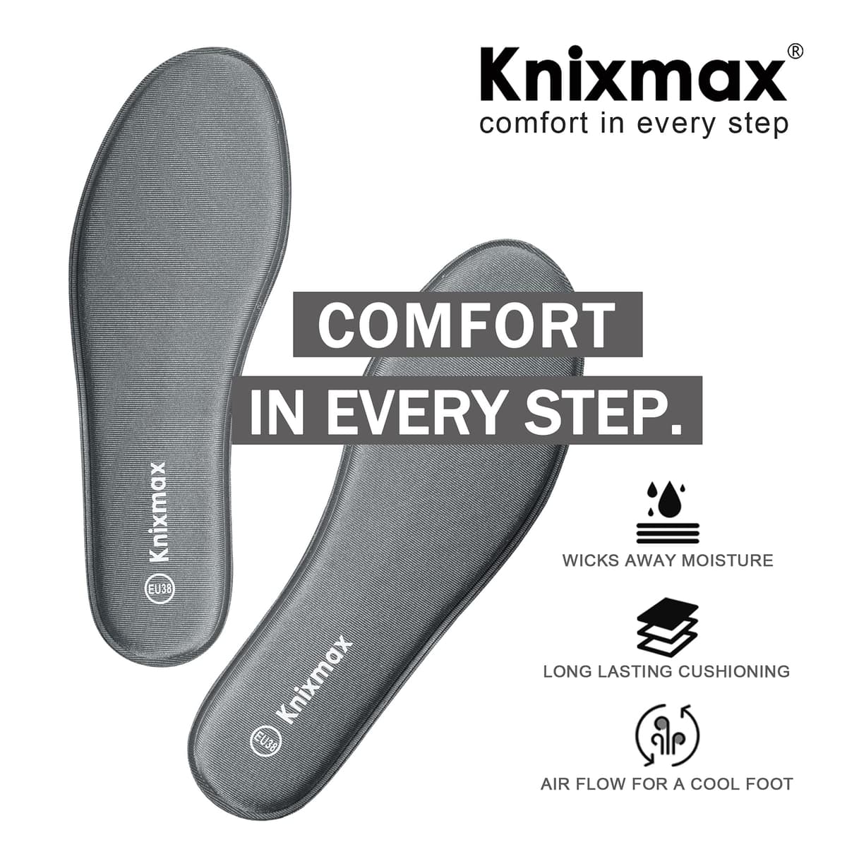 Knixmax Plantillas Memory Foam para Mujer y Hombre Comodidad Plantilla de Zapato Absorción de Impacto Amortiguación Suave Suelas Internas para Zapatillas, Botas — view 4