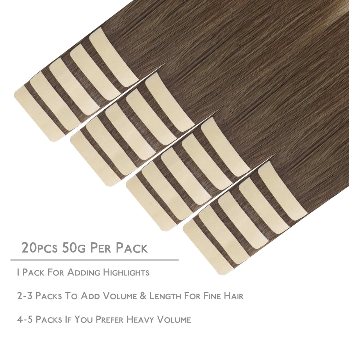 WENNALIFE Extensiones Adhesivas Pelo Natural, 35cm 50g 20 Piezas, Rubio Platino Extensiones de Pelo Humano Mujer Remy Extensiones Cinta Adhesivas Tape — view 4