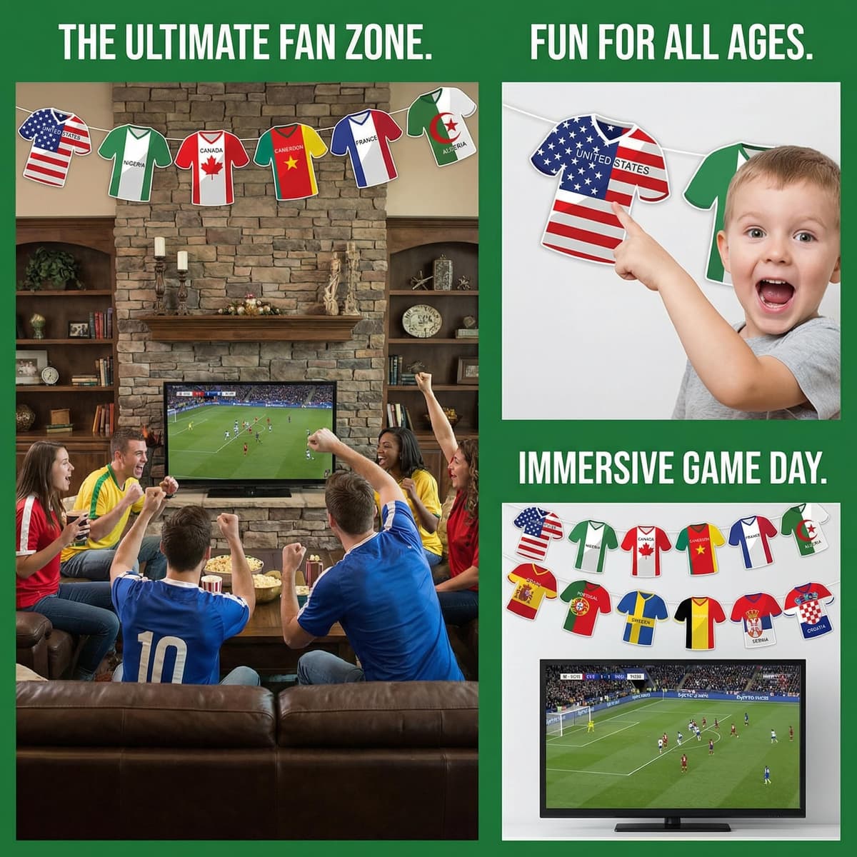 2026 World Cup Decorations,Jersey Style Bunting Flags,All Teams Soccer Shirt Garland for Football Party,Vibrant International Pennants for Fan Zone, Bar, Tailgate & Home Viewing — view 5