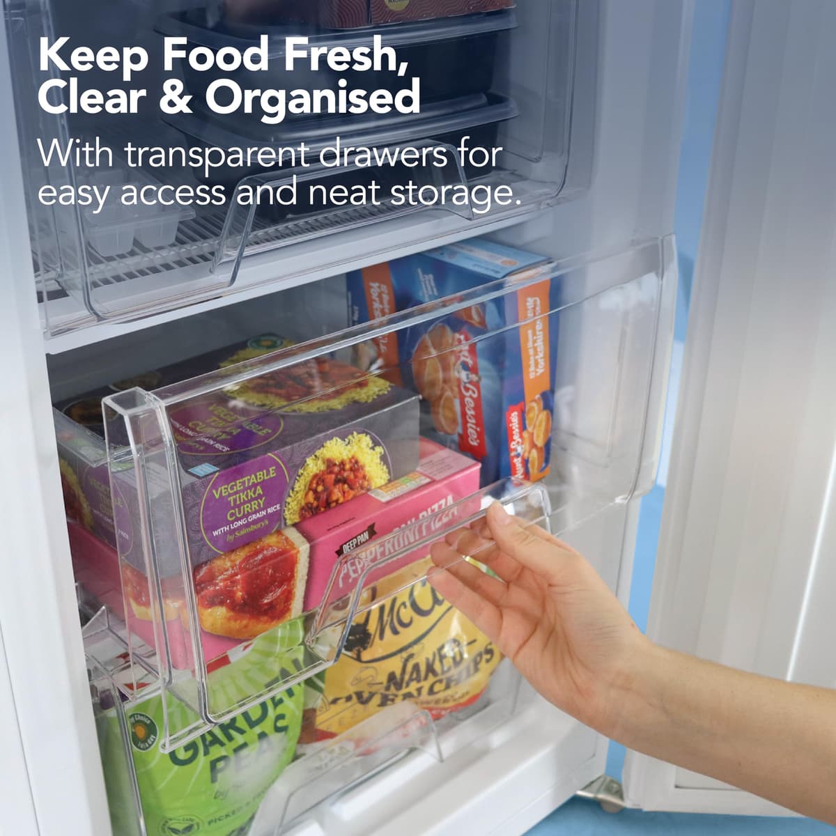 Igenix IG355W Freestanding Under Counter Freezer with 3 Large Drawers, Reversible Door, 88 Litre Freezer Capacity, 55 cm Wide, White — view 5
