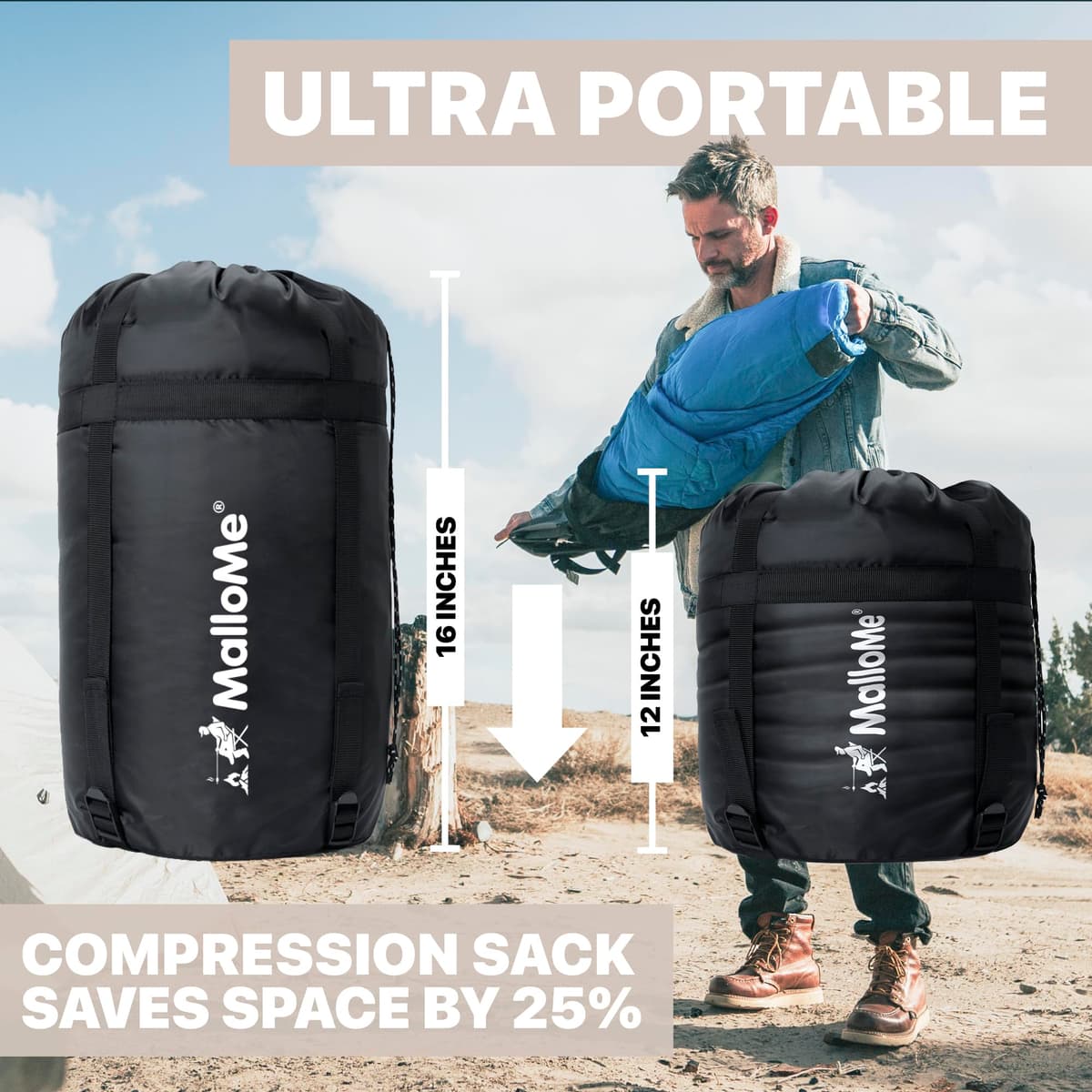 MalloMe – Saco de Dormir para Adulto, niño, Invierno, Verano, Primavera, otoño, plumón para 1 Persona, Impermeable, Bolsas de Dormir y Senderismo – Bolsa de Dormir Ultraligera, compacta para Dormir — view 6