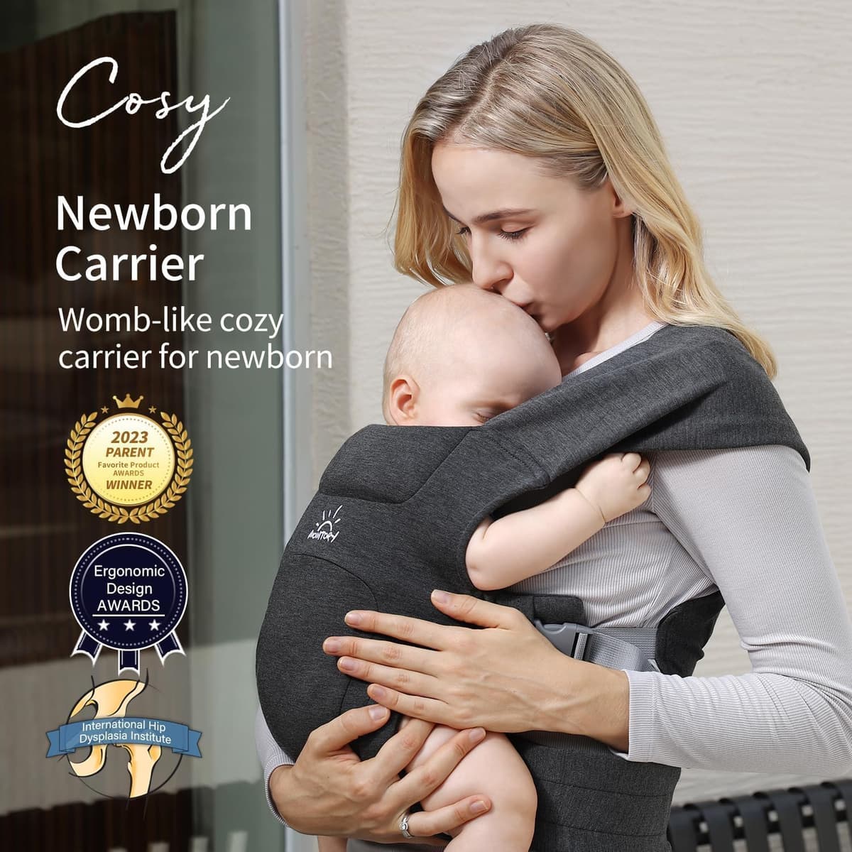 MOMTORY Baby Carrier from Newborns, Comfortable Hip Seat for Baby, 3-12 kg, Ergonomic Carrier for Newborn to Toddler with Velcro Fastening, Easily Adjustable Hip Carrier — view 2