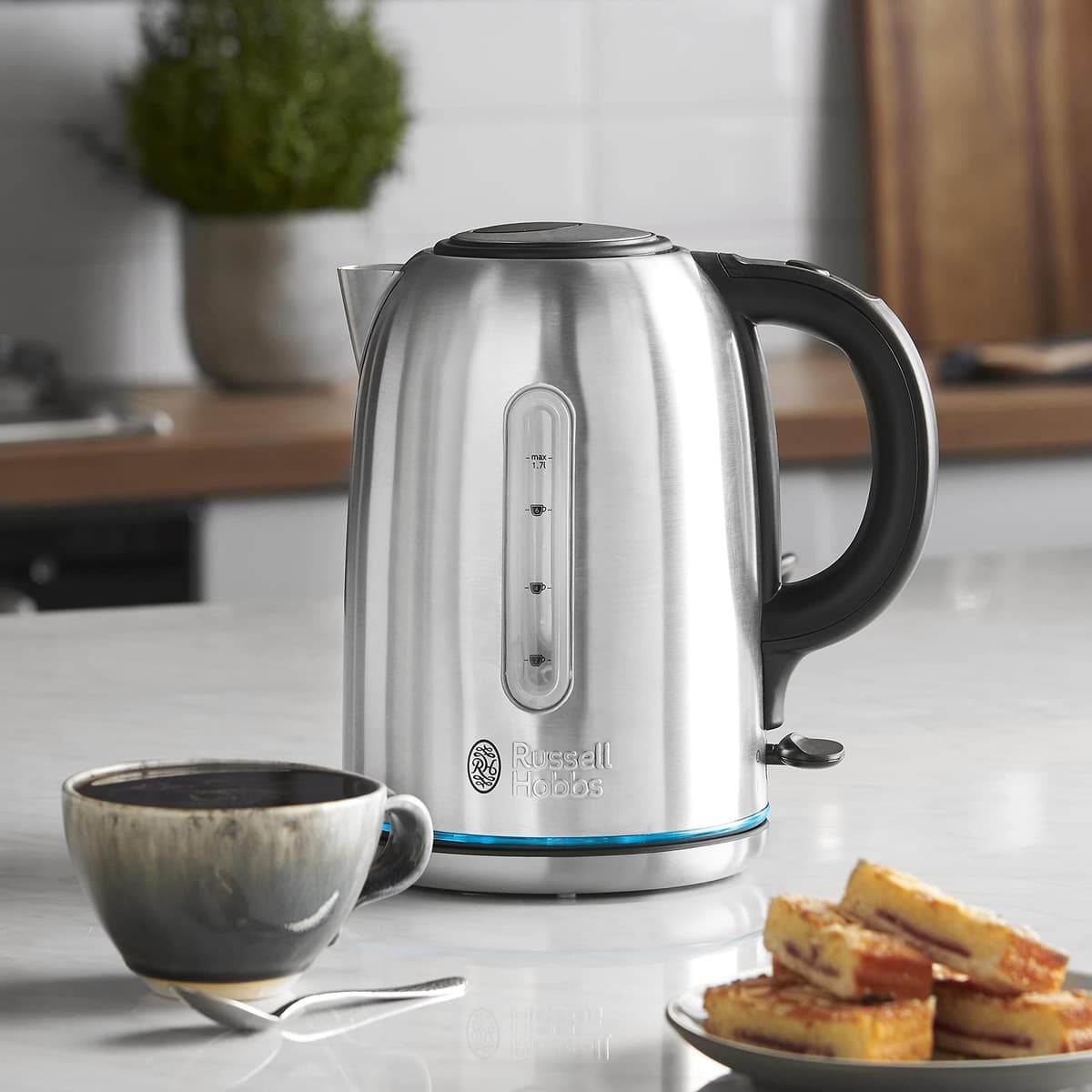 Russell Hobbs Brushed Stainless Steel Electric 1.7L Cordless Kettle (Quiet & Fast Boil 3KW, Removable washable anti-scale filter, Push button lid, Perfect pour spout) 20460 — view 7