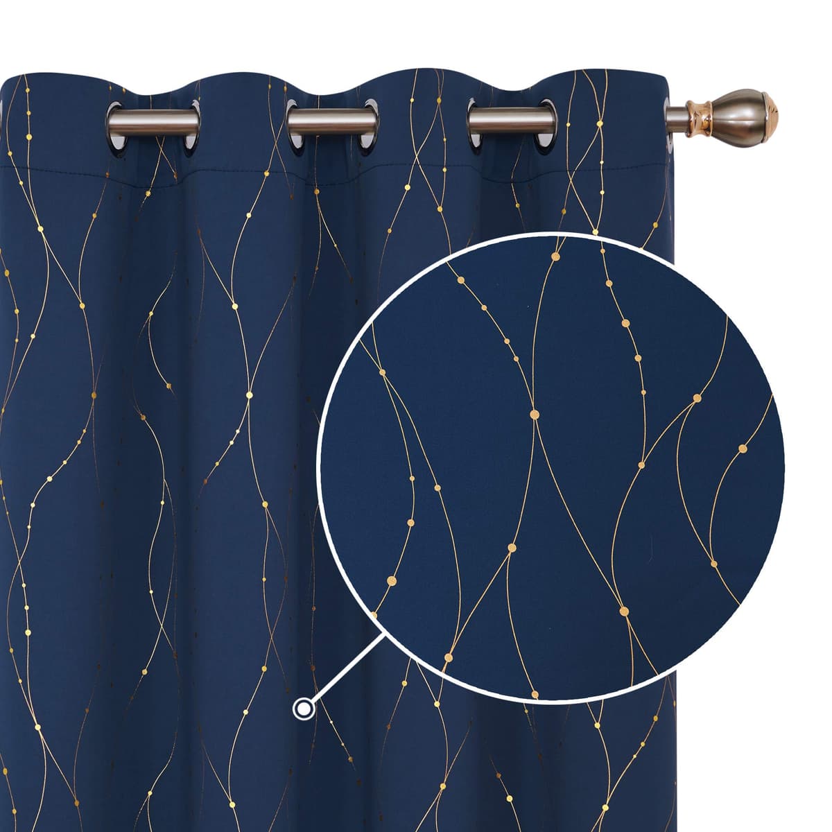 Deconovo Soft Dotted Line Foil Printed Blackout Curtains Thermal Insulated Curtains Eyelet Energy Efficiency Room Darkening Curtains for Bedroom 52 x 72 Inch Light Grey 2 Panels — view 29