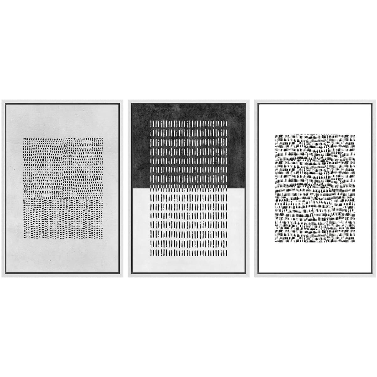SIGNWIN Framed Canvas Print Wall Art Set Blue White Grunge Geometric Pattern Abstract Shapes Cozy Neutral Decorative Contemporary Minimal for Living Room, Bedroom, Office - 24"x36"x3 Natural — view 63