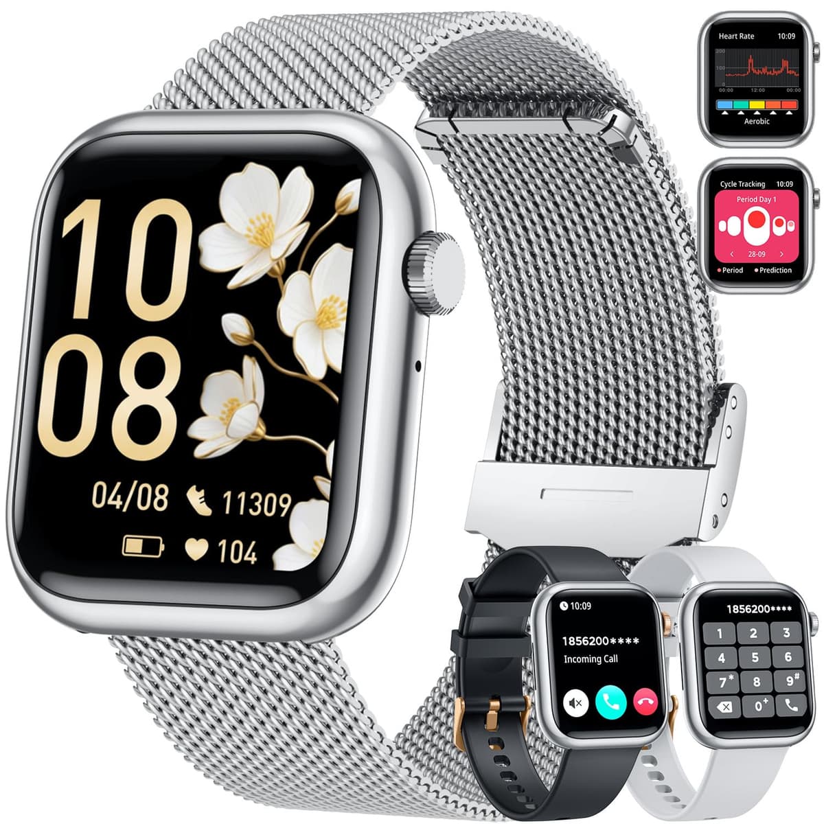 Women Smartwatch Fitness Tracker for Lady: 1.83'' Smart Watch for Women Answer Make Call with iP67 Heart Rate Sleep Monitor Steps Counter 120+ Sports Digital Wrist Watches 3 Straps for iPhone Android — view 10