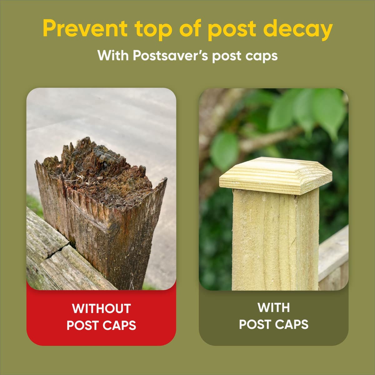 Timber Fence Post Cap | Fits 4x4" (100x100mm) Posts | Untreated | Square Posts | Pack of 10 — view 4