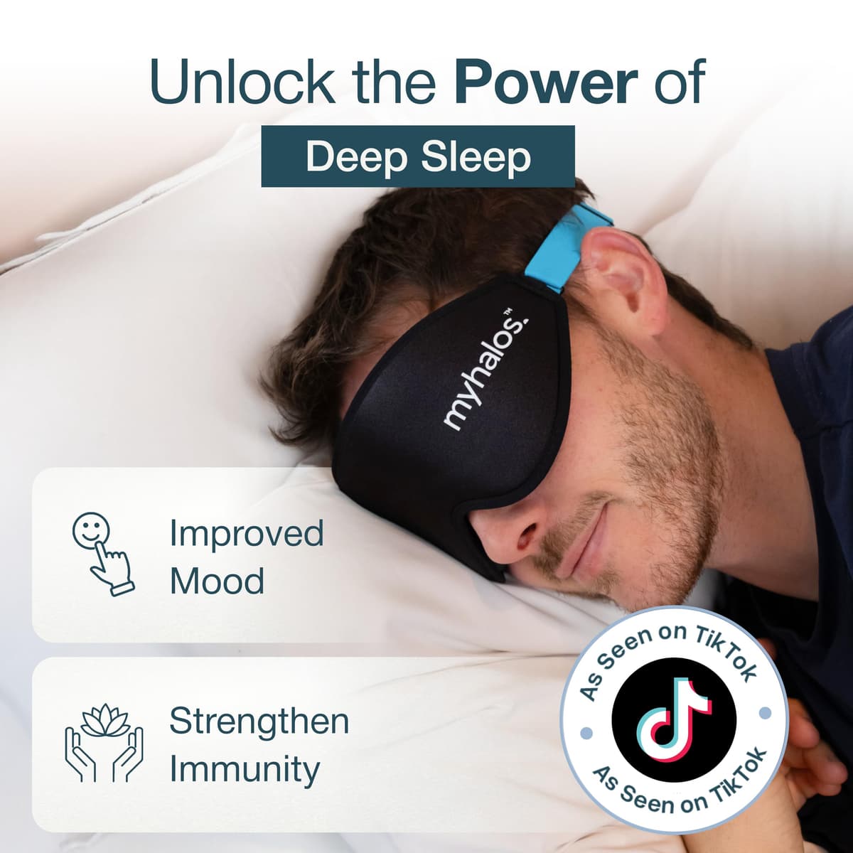 MyHalos® 100% Blackout Sleep Masks for Women & Men - Zero Eye Pressure Eye Mask for Sleeping -Our Halo Sleep Mask Includes a Storage Pouch- Black Eye Mask for Travel or Blindfold — view 4