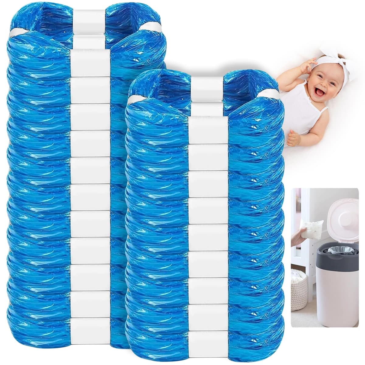 KALBIGRO 20 Piezas Recambios para Contenedor de Pañales, Compatibles con Tommee Tippee y Angelcare, Bolsas de Papelera para Bebé con Aroma a Limón, Casete para Twist & Click, Litter Locker II
