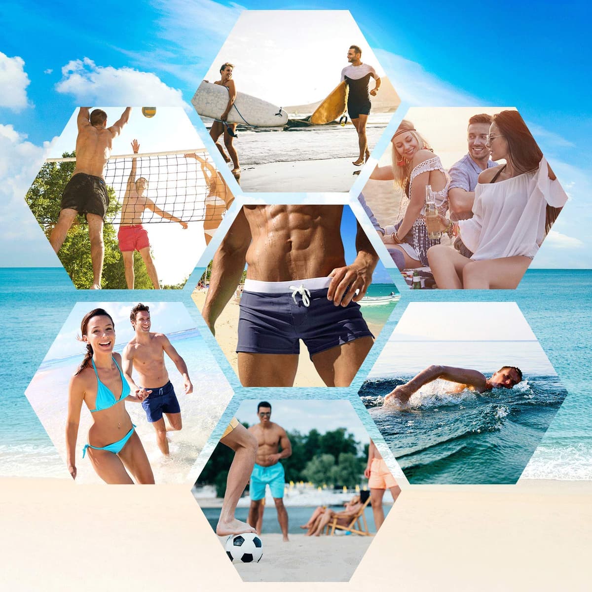 EDOTON Bañador para Hombre, Pantalones Cortos Impermeables Pantalones Cortos de Surf Pantalones de Natación — view 6