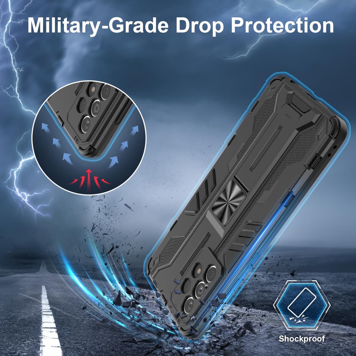 Funda para CMF Phone 2 Pro, Carcasa Antigolpes con Soporte anular metálico, Case Protectora de Grado Militar, Negro — view 1415
