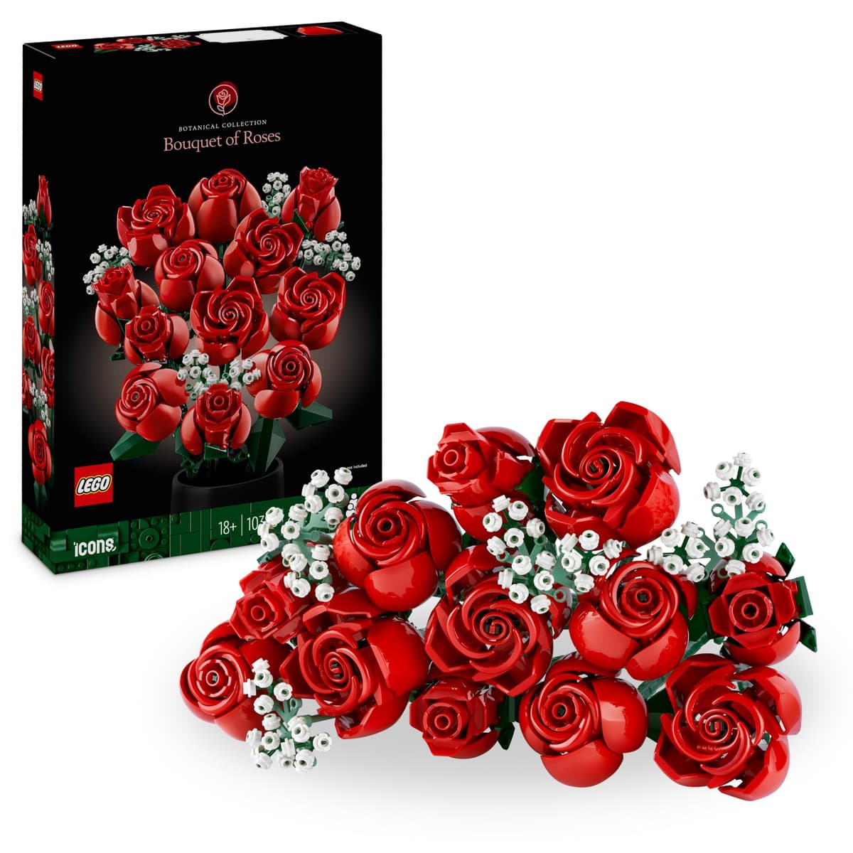 LEGO Botanicals Ramo de Rosas Rojas - Flores Artificiales para Decoración del Hogar - Regalo para Mujeres por el Día de la Madre - Maquetas para Construir para Adultos 10328