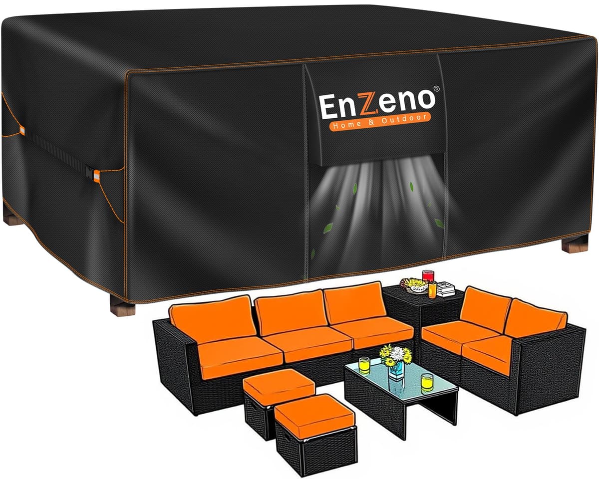 Enzeno Funda Mesa Exterior Impermeable,Cubierta Muebles Impermeable 180x120x74cm,Funda Conjunto Jardin Exterior Aplicable a Mesa y Sillas,Anti Viento, Anti UV — view 21