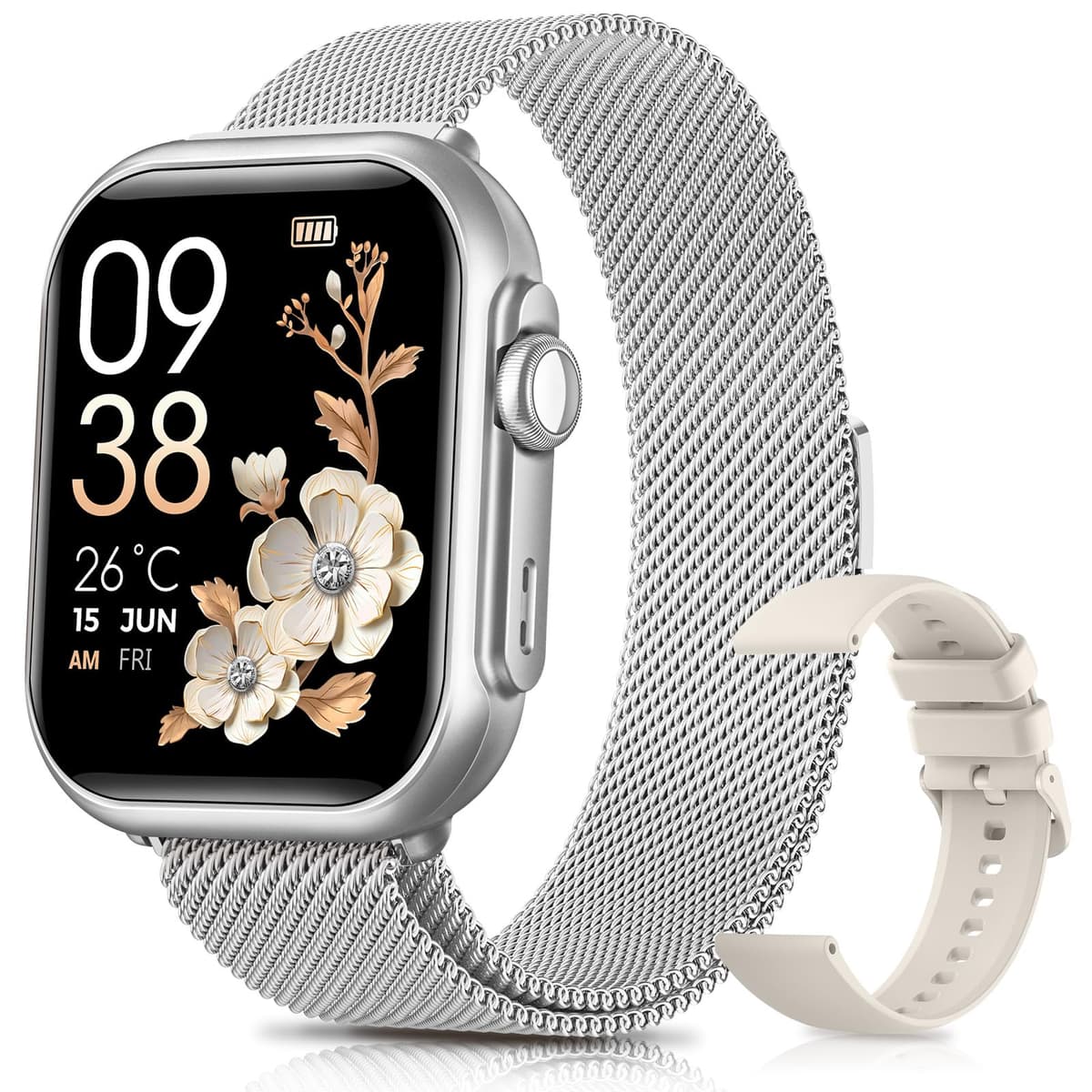 Reloj Inteligente Mujer con Autonomía 100 Días, 1000mAh Batería Grande, 1.83" Smartwatch Mujer con Llamadas, SpO2, Pulsómetro, Sueño, 120+ Modos Deportivos Calorías IP68 Podómetro Android iOS Rosa Oro — view 10