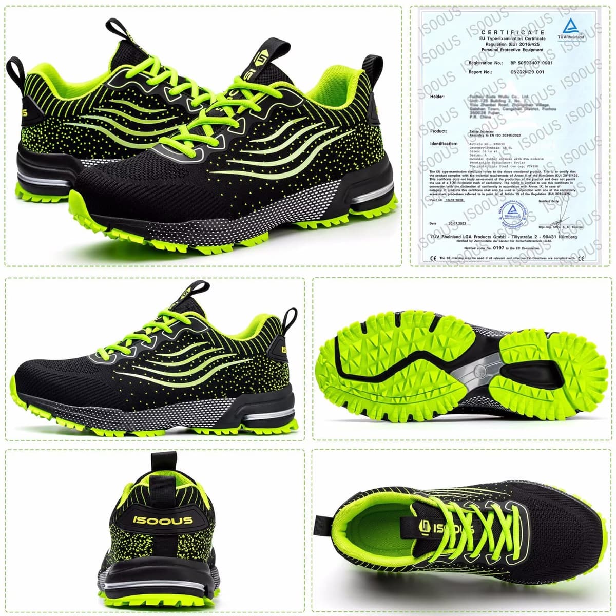 ISOOUS Zapatos de Seguridad Hombre Mujer Calzado de Trabajo Comodo Ligeros con Punta de Acero Transpirable Anti-pinchazos — view 4