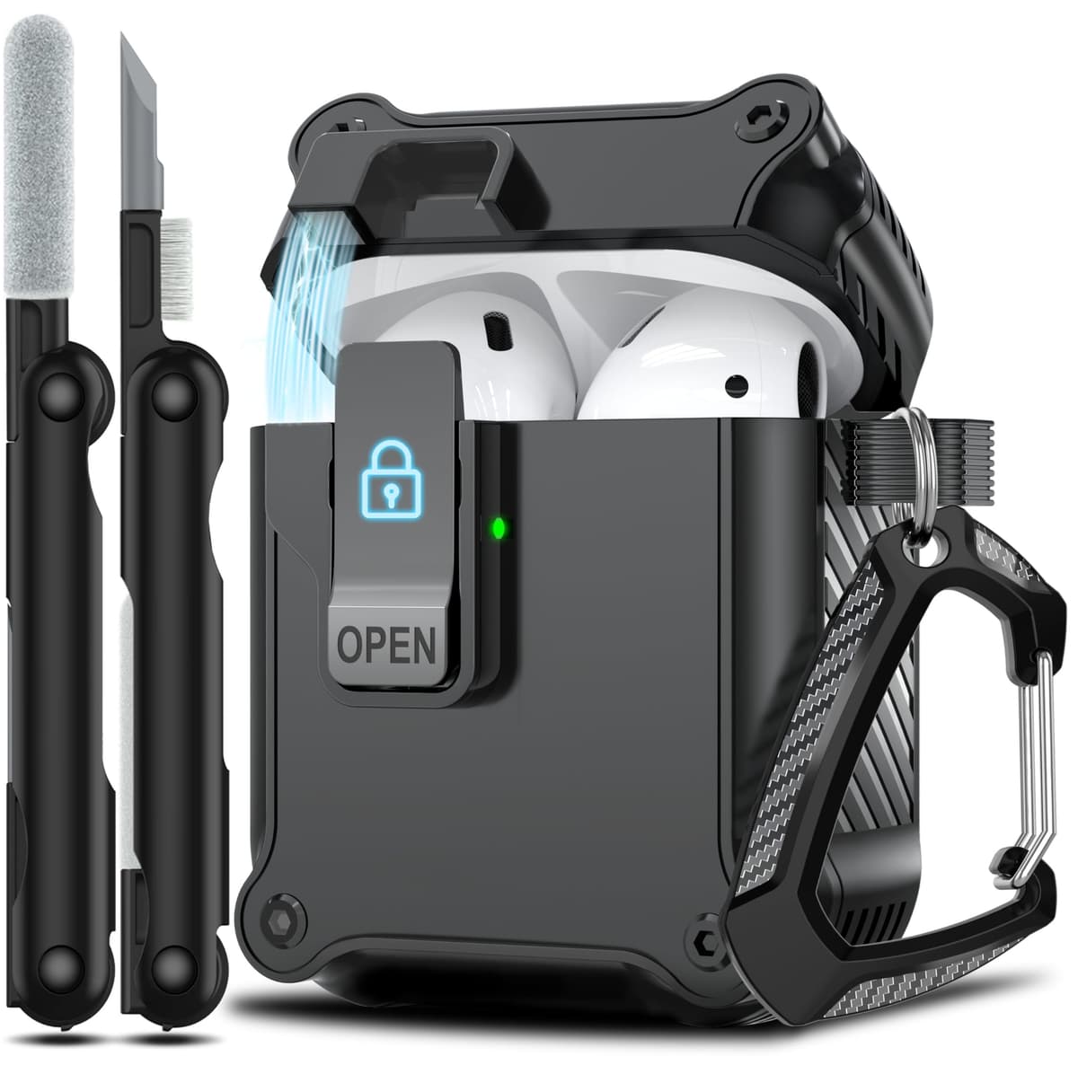 RFUNGUANGO Compatible con Airpods 4 Estuche (2024) con Kit de Limpieza, Clip de Bloqueo Seguro y Estuche de Protección a Prueba de Golpes para Airpods 4ta Generación Lanzamiento 2024,Cielo Estrellado — view 45