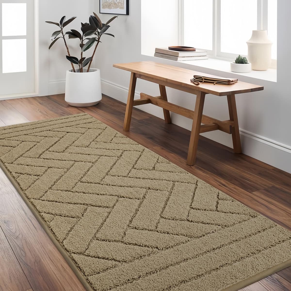 Biscpro Door Mats Indoor,Dirt Trapper Mat Absorbent Non-Slip Low Profile Doormat for Entrance,Inside, Kitchen,Front Door Mat Washable for Pets and Dogs— 50x80cm,Grey — view 98