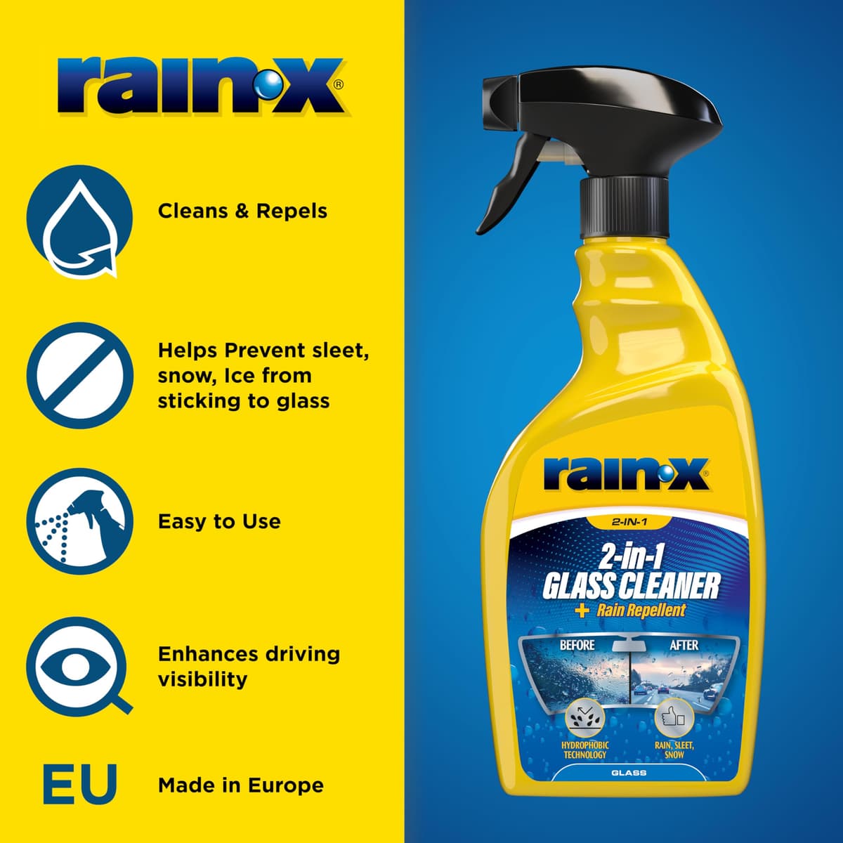 Rain-X 2-in-1 Glass Cleaner + Rain Repellent – Streak-Free Shine & Advanced Water Beading – Helps Protect Against Rain, Snow, Ice & Insects – Quick & Easy Spray Application – 500ml — view 3