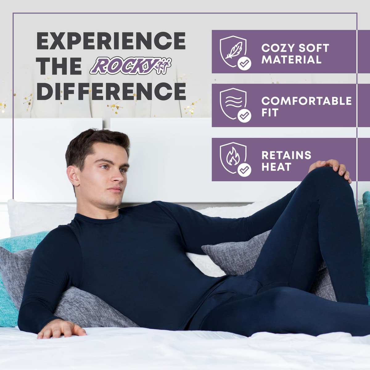 Rocky Thermal Underwear Men Long Johns Men Thermal Underwear Thermals Mens Base Layer Mens Thermals Top and Bottom Set — view 5