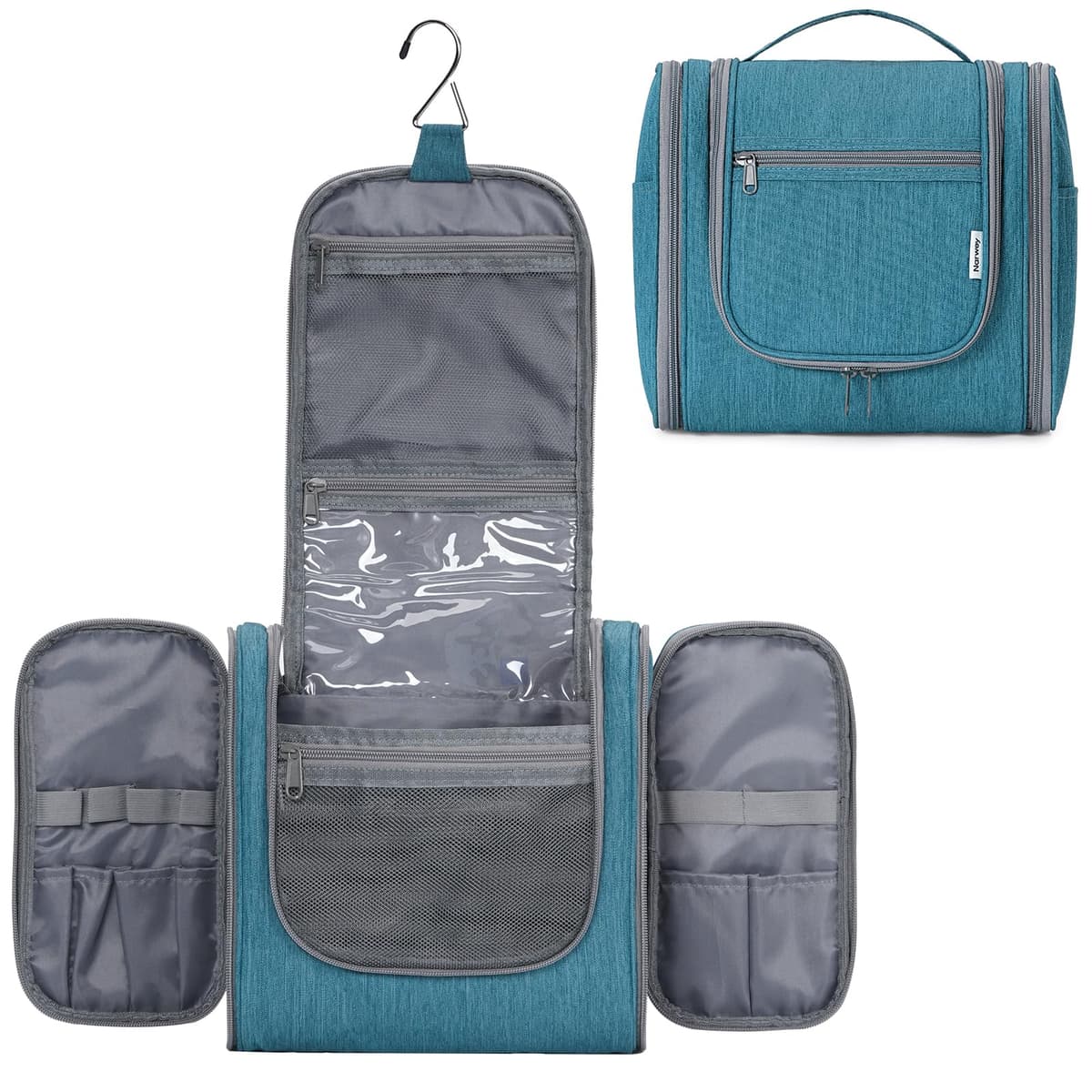 Narwey Hanging Toiletry Bag for Women Travel Makeup Bag Organizer Toiletries Bag for Cosmetics Essentials Accessories (Large, Little Blue Flower) — view 27