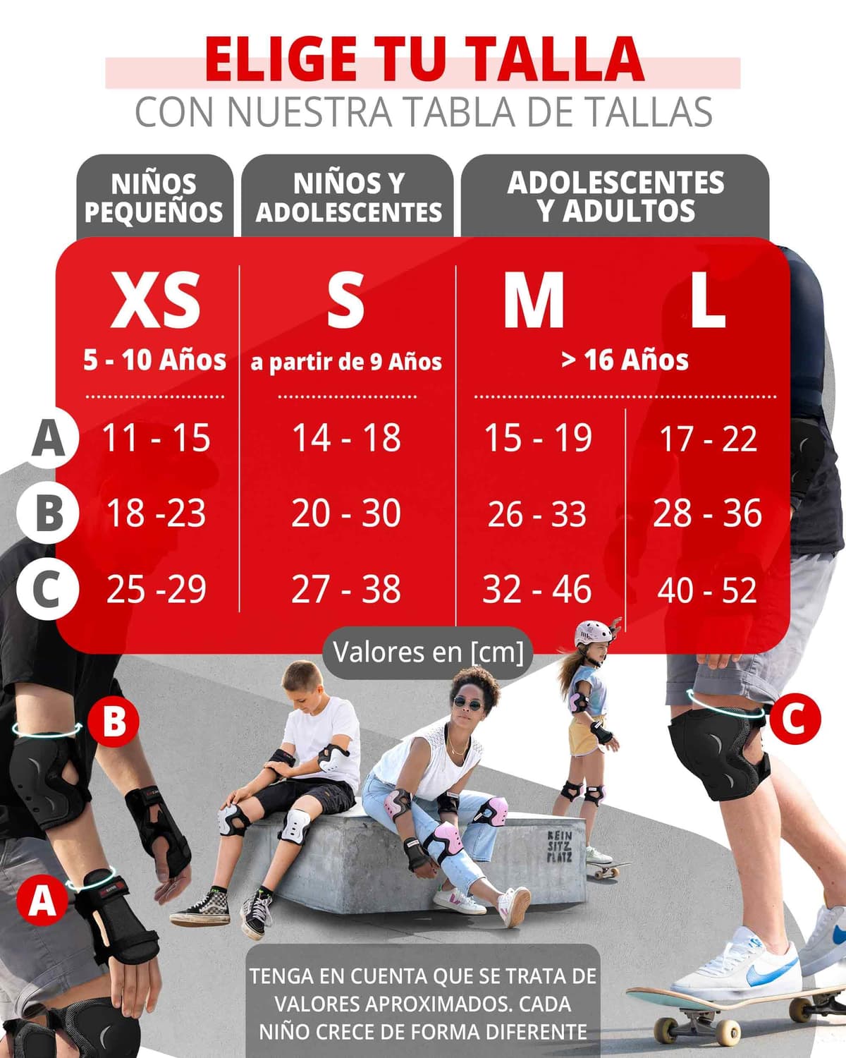 SKATEWIZ Protecciones Patines Set - Para Niño, Niña, Adolescentes y Adultos [6 piezas] con Rodilleras y Coderas Muñequeras - Protecciones Patines Niño — view 5
