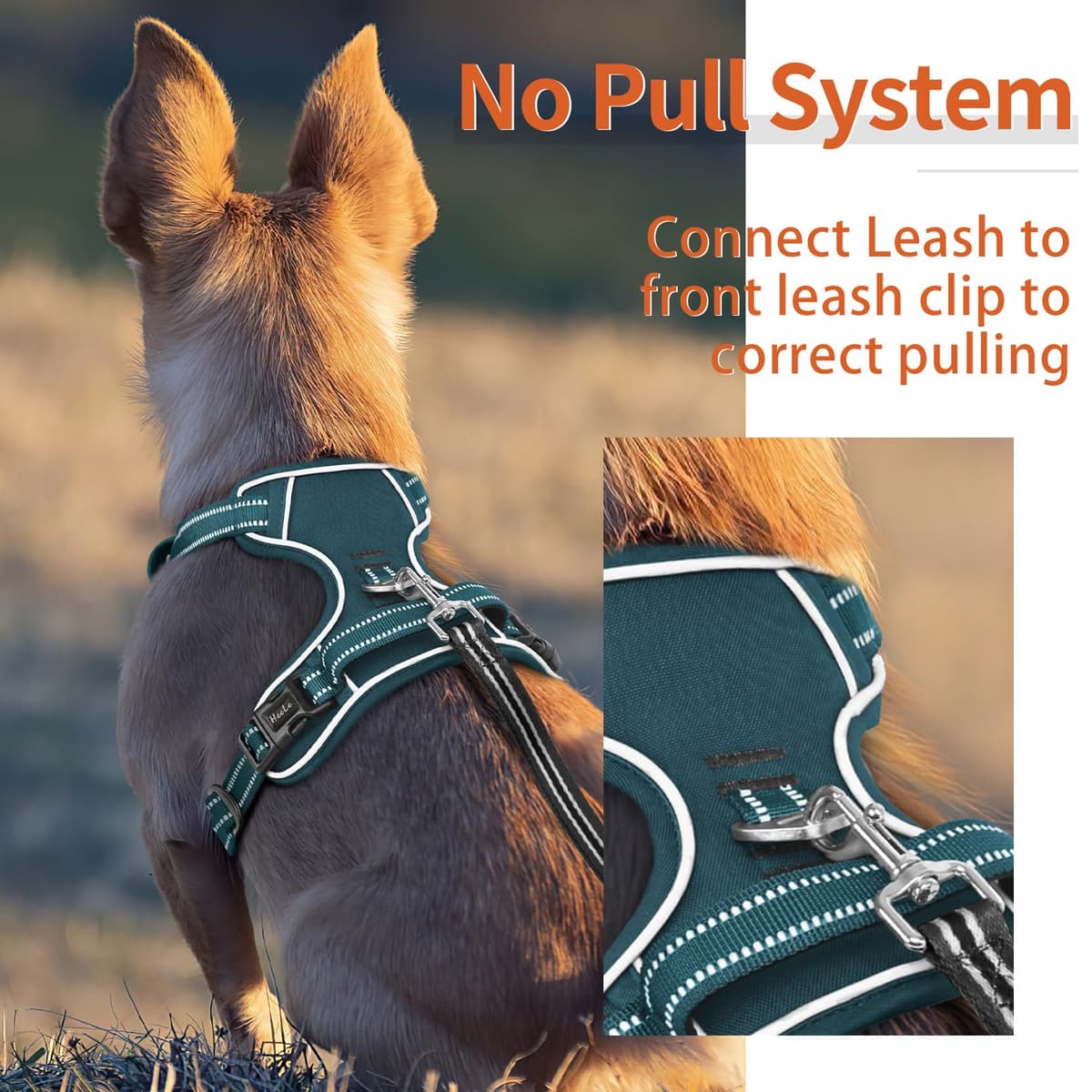 HEELE Dog Harness Medium No Pull Dog Vest Harness with Soft Handle Reflective Pet Harness for Outdoor Training Walking, Black, M — view 116