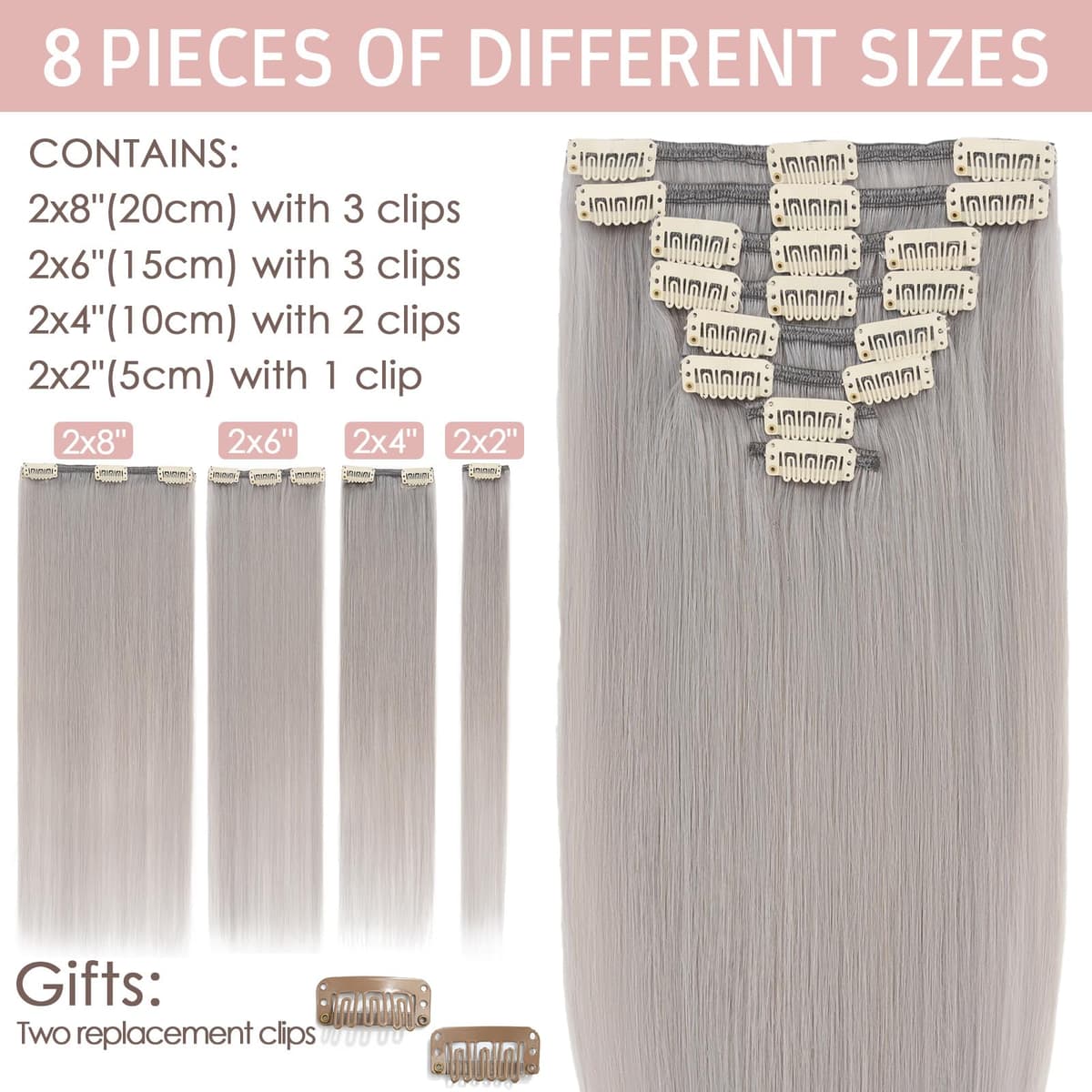Silk-co 10inch Hair Extensions Clip in Hair Extension Human Hair #04 Medium Brown -Basic Thickness-Thin Weft- 8 Pieces Real Remy Straight Hair Extensions[50g] — view 161