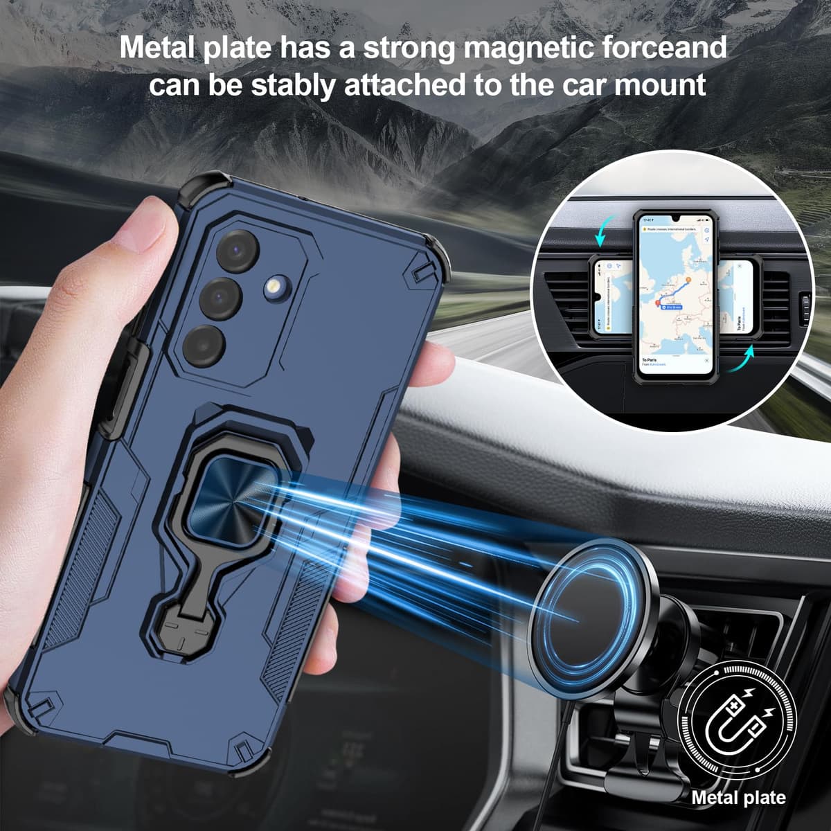 Funda para CMF Phone 2 Pro, Carcasa Antigolpes con Soporte anular metálico, Case Protectora de Grado Militar, Negro — view 460