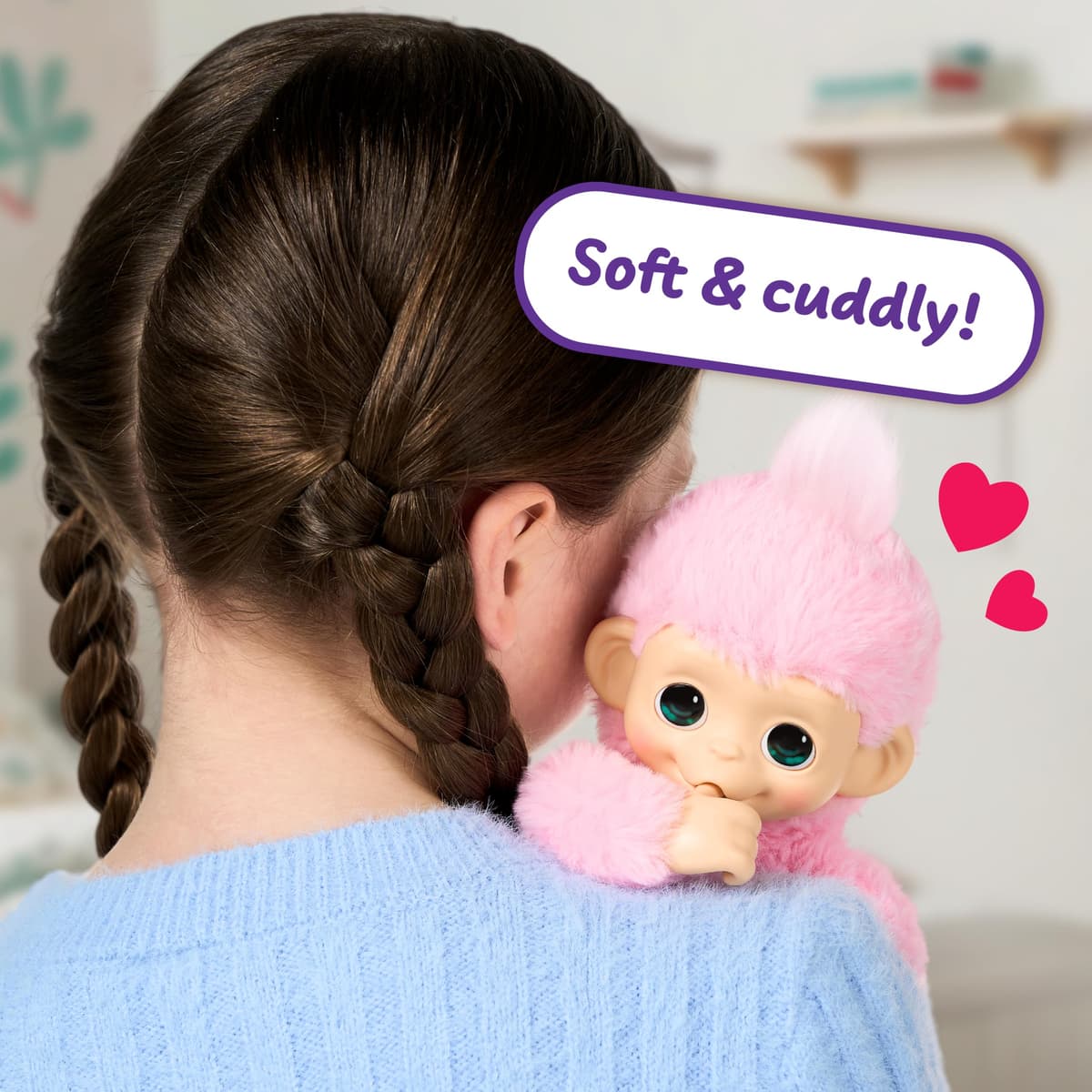 Little Live Pets Baby Monkey Minis – Luna Lemon. Interactive Pet Toy. 20+ Sounds & Reactions. Soft Pink Fur. 7.4" Tall. Feed, Nurture. React. Grippy Hands & Feet. Collect All 3 — view 7