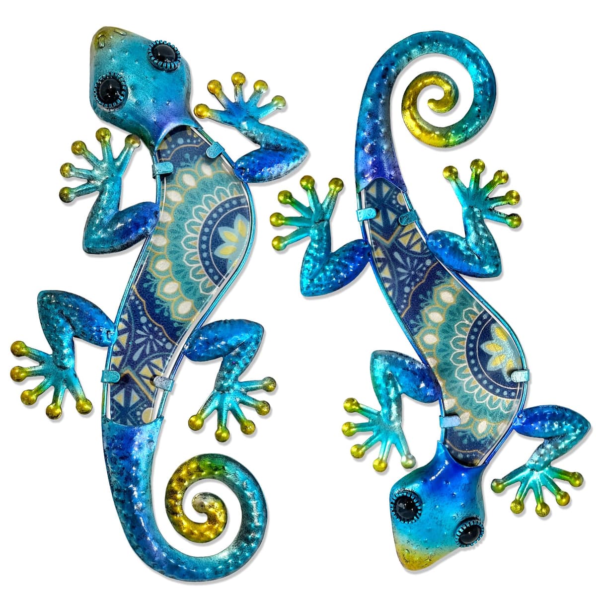 HONGLAND Metal Gecko Wall Art 2 Pack 15 Inch Lizard Outdoor Decor Hanging Glass Sculpture Decoration for Garden Fence Home — view 12