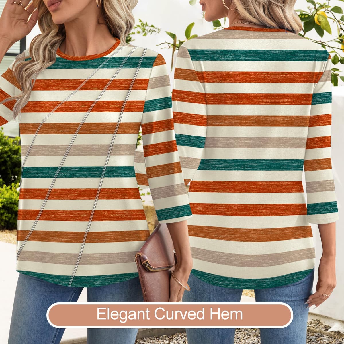Kistore 3/4 Length Sleeve Shirts for Womens Pleated Summer Tops 2025 Fasion Trendy Spring Blouses — view 4