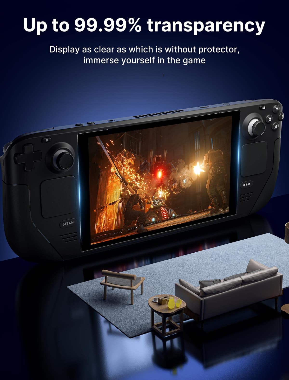 JSAUX Protector Pantalla Compatible con Steam Deck LCD & OLED [2 Piezas], Cubierta Integral de Cristal Templado Fácil de Instalar con Marco guía (Versión Mejorada) — view 5