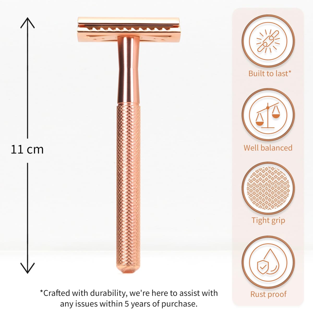 Bambaw Single Blade Razor for Women, Metal Safety Razor Women for a Luxurious Wet Shave Experience, Ideal for of All Skin Types, Suitable for Full Body, No Blade Included (Rose Gold) — view 2