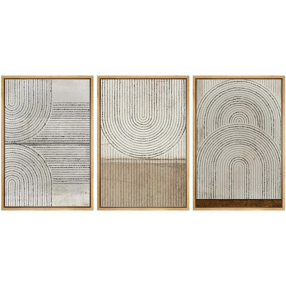 SIGNWIN Framed Canvas Print Wall Art Set Blue White Grunge Geometric Pattern Abstract Shapes Cozy Neutral Decorative Contemporary Minimal for Living Room, Bedroom, Office - 24"x36"x3 Natural — view 44