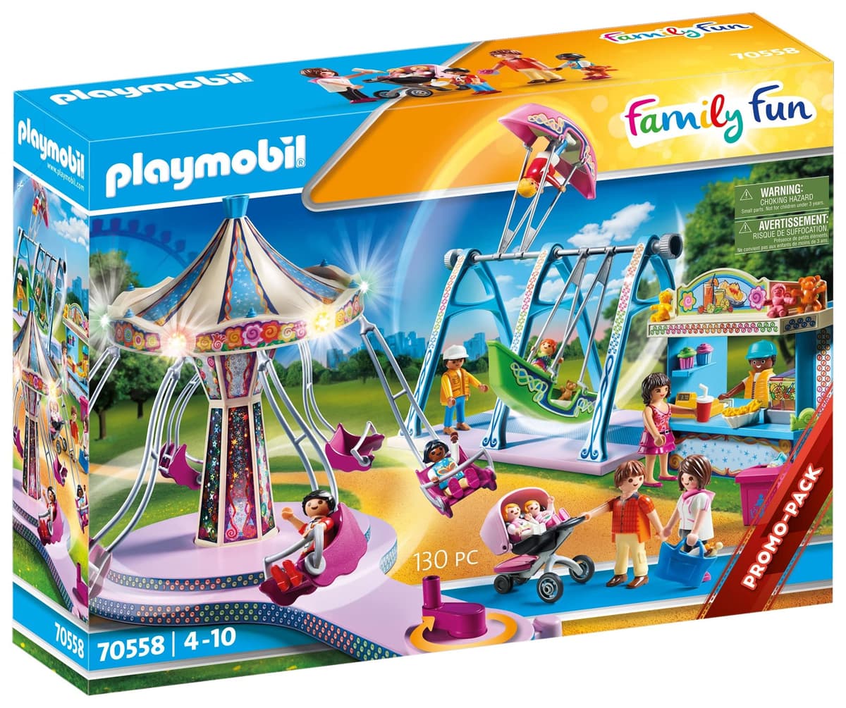 PLAYMOBIL Family Fun 70558 Gran Parque de Atracciones, Incluye Efecto de luz, para niños de 4 a 10 años