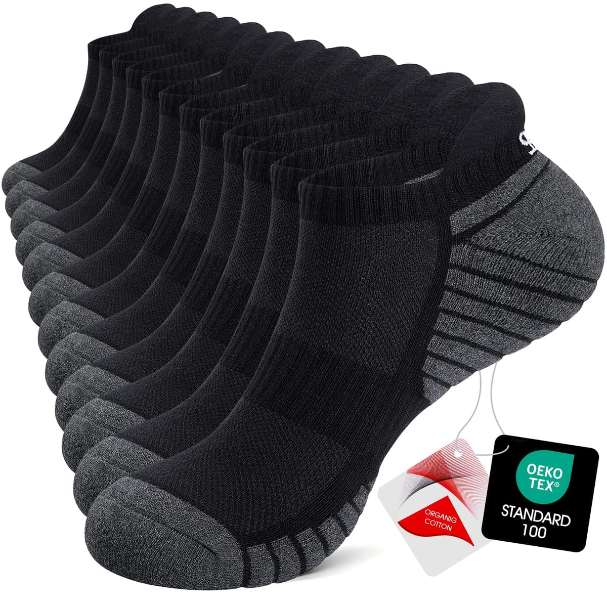 TANSTC Mens Running Socks Anti-Blister Cushioned Sports Socks Trainer Socks for Men Women Cotton Ankle Socks Low Cut Breathable Athletic Sock(6 Pairs) — view 13