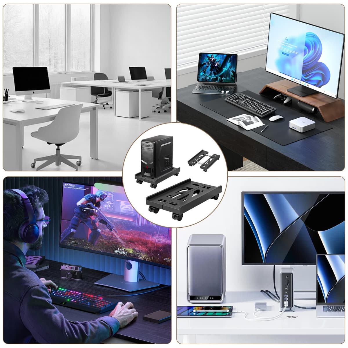 Soporte para CPU, Soporte Móvil Ajustable para CPU y Torre de PC con 4 Ruedas Giratorias con Bloqueo - Ajustable(20-30cm), Soporta hasta 30kg, Ideal para Hogar, Oficina y Estación de Gaming — view 7