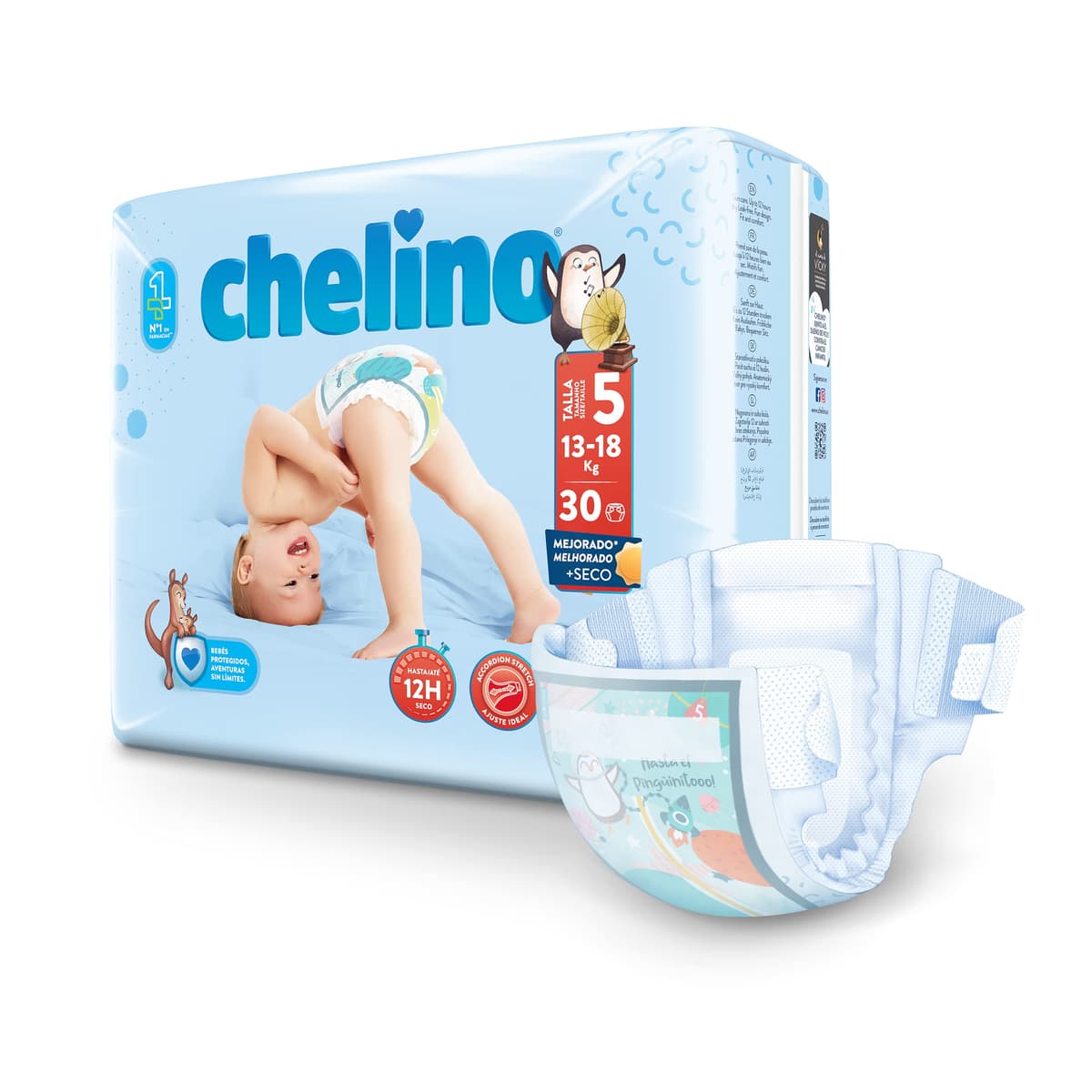 Chelino Pañales infantiles Talla 5 (13-18kg), 30 Unidades ( Paquete de 1) — view 2