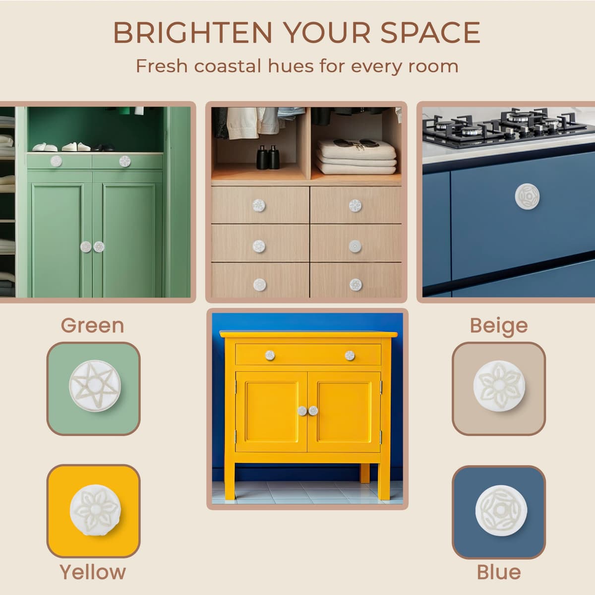 Ajuny Vintage Juego de 20 Pomos de Cerámica Blanca para Cómoda Cajón Armario Cocina Moderna Baño y Dormitorio Tiradores Decorativos Hechos a Mano — view 6